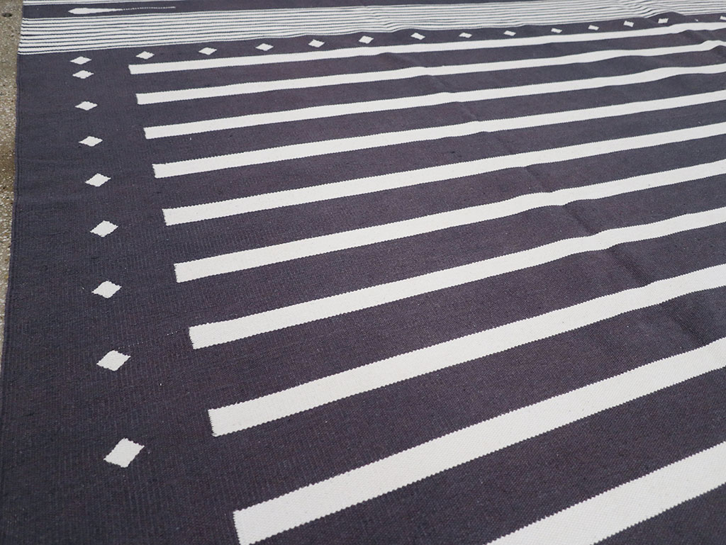 Modern Indian Flatweave Dhurrie Large Room Size Carpet, No.32634 - Gsblank