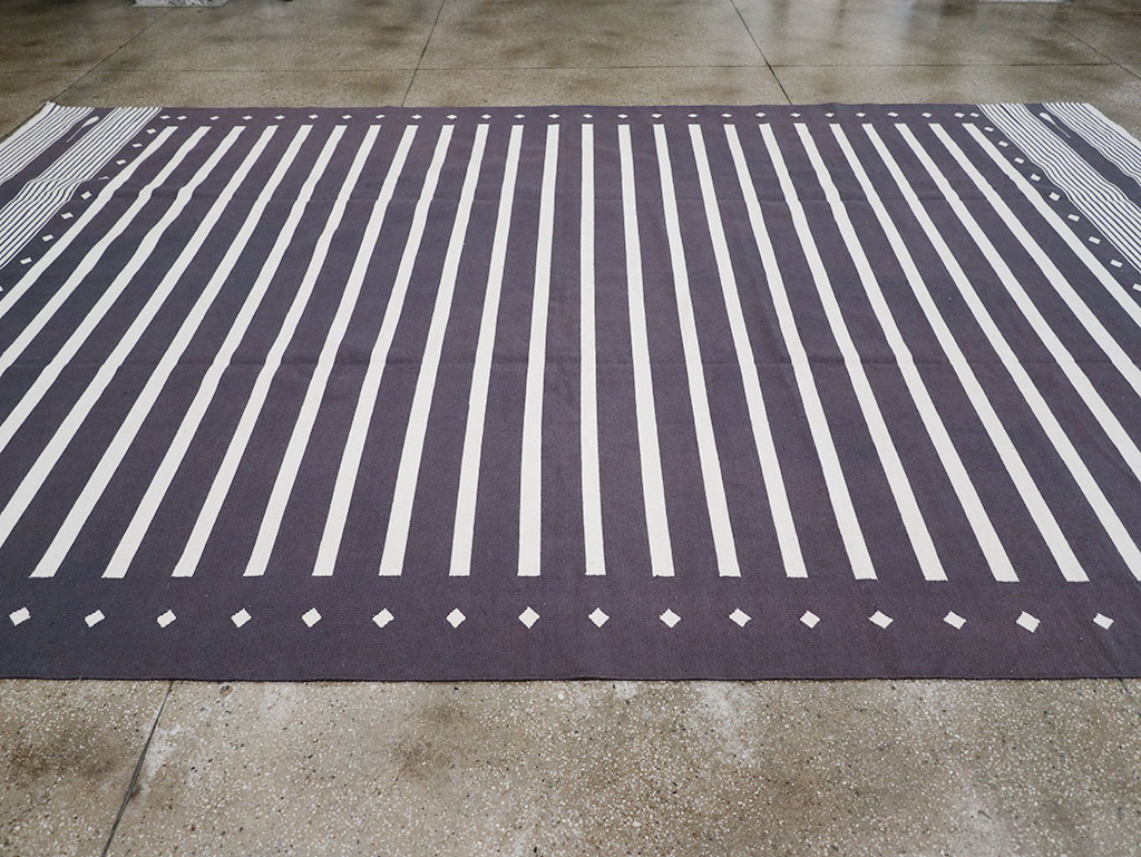 Modern Indian Flatweave Dhurrie Large Room Size Carpet, No.32634 - Gsblank