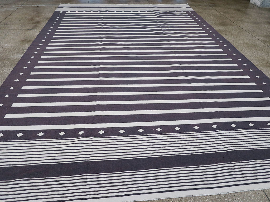 Modern Indian Flatweave Dhurrie Large Room Size Carpet, No.32634 - Gsblank