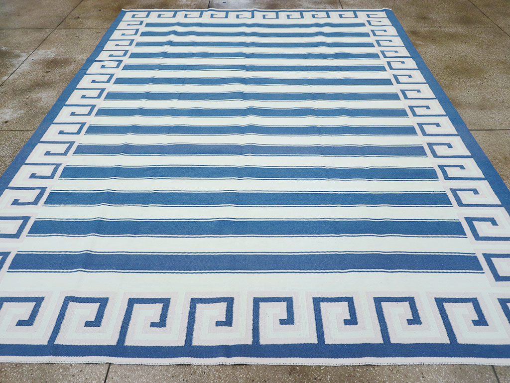 Modern Indian Flatweave Dhurrie Room Size Carpet, No.32635 - Gsblank