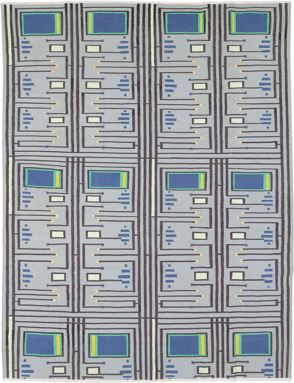 Contemporary Indian Flatweave Cotton Dhurrie Room Size Carpet, No.32636 - Gsblank