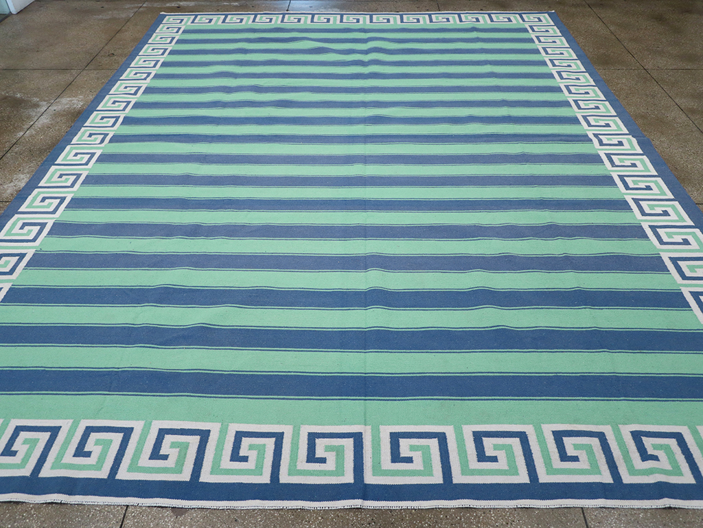 Modern Indian Flatweave Dhurrie Large Room Size Carpet, No.32639 - Gsblank