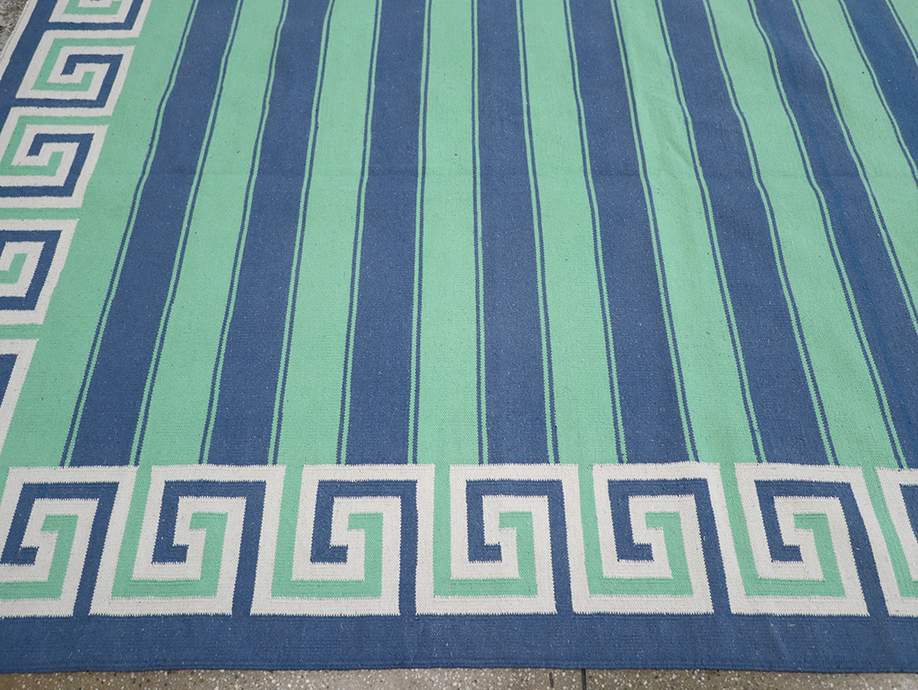 Modern Indian Flatweave Dhurrie Large Room Size Carpet, No.32639 - Gsblank