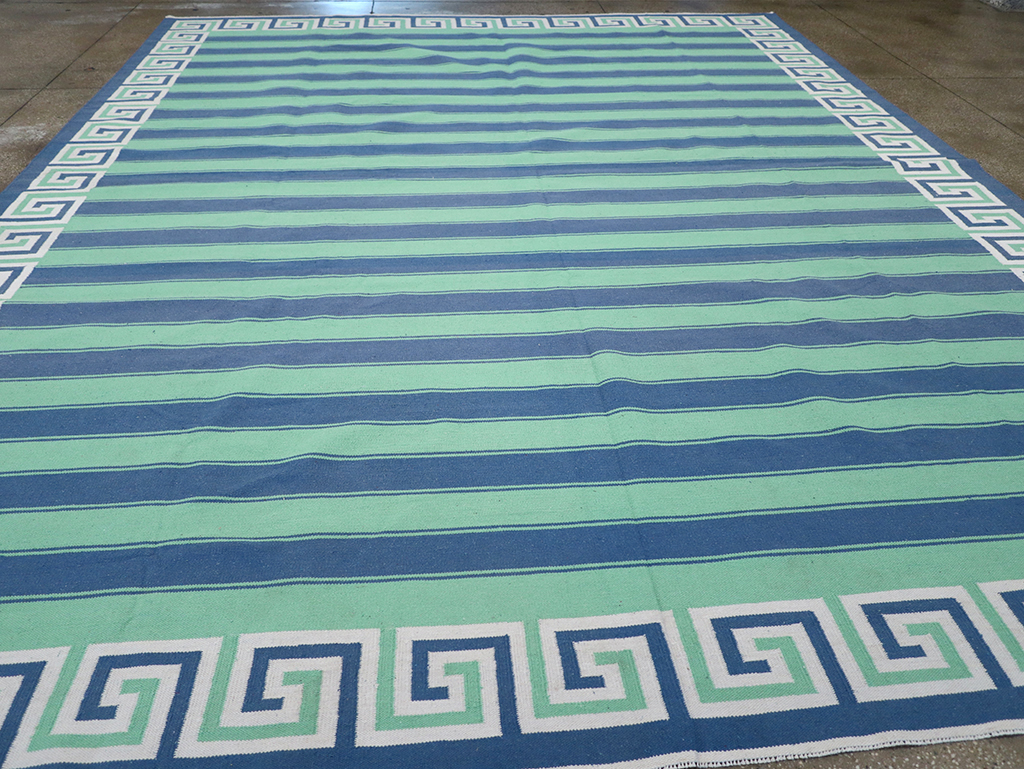 Modern Indian Flatweave Dhurrie Large Room Size Carpet, No.32639 - Gsblank