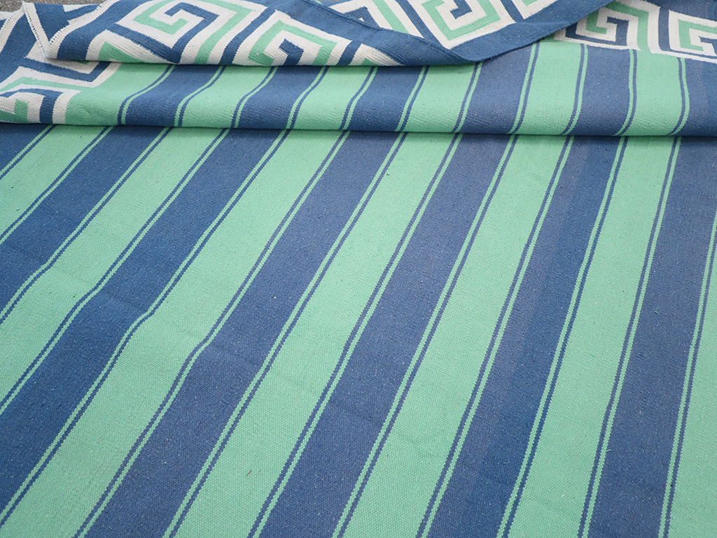 Modern Indian Flatweave Dhurrie Large Room Size Carpet, No.32639 - Gsblank