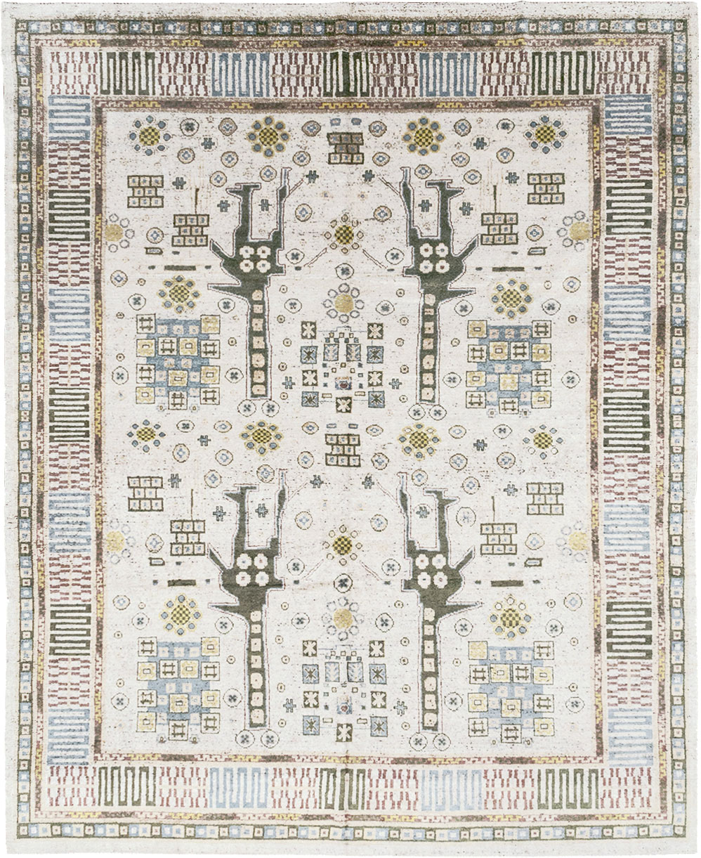 Modern East Turkestan Silk Khotan Room Size Carpet, No.32640 - Gsblank