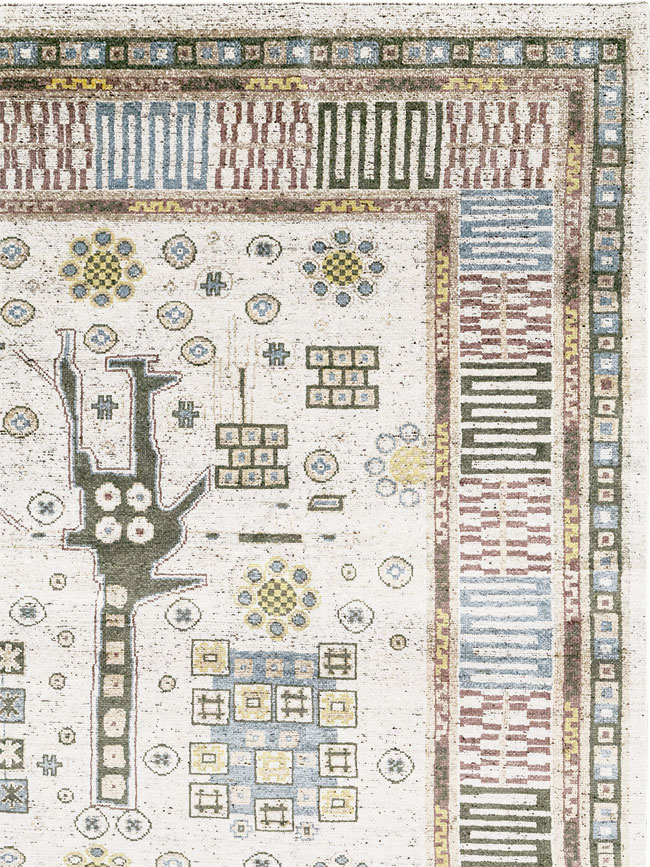 Modern East Turkestan Silk Khotan Room Size Carpet, No.32640 - Gsblank