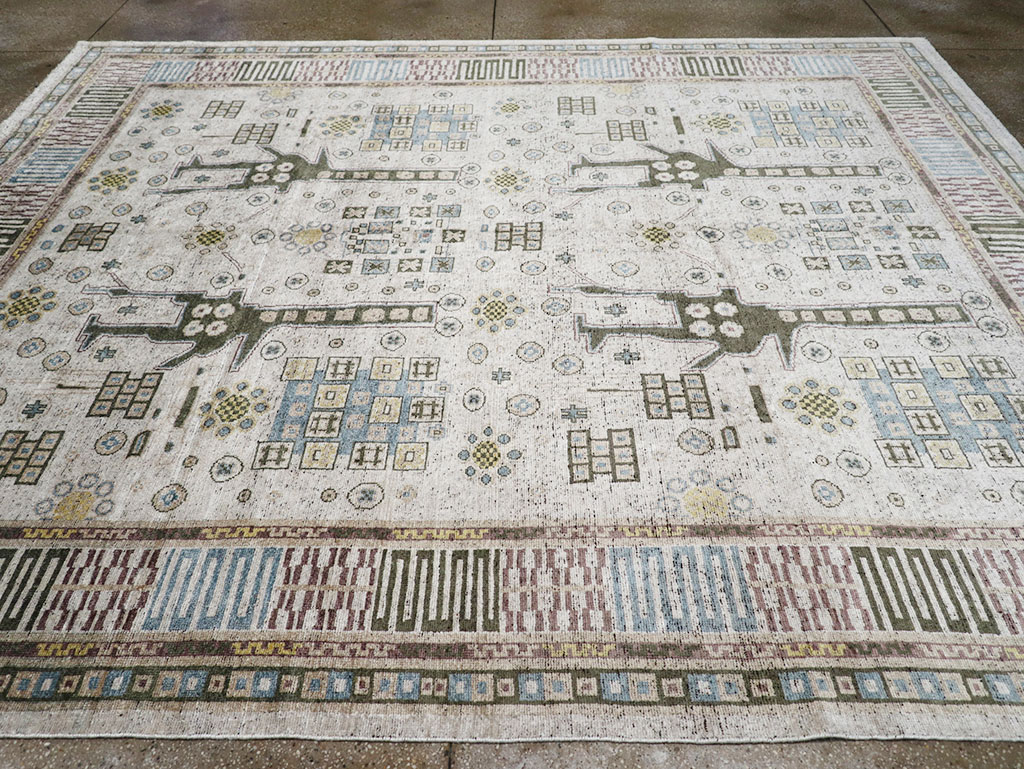 Modern East Turkestan Silk Khotan Room Size Carpet, No.32640 - Gsblank