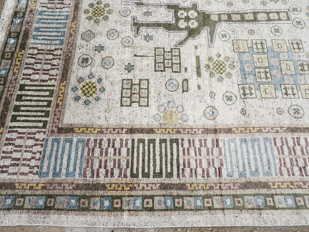 Modern East Turkestan Silk Khotan Room Size Carpet, No.32640 - Gsblank