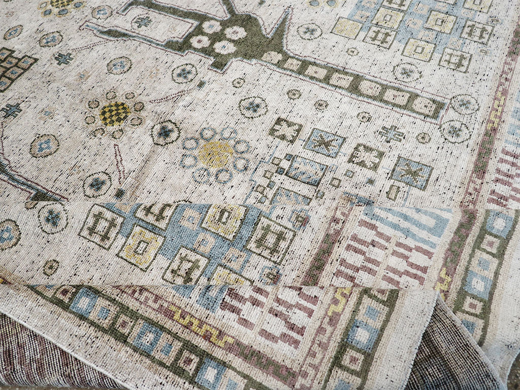 Modern East Turkestan Silk Khotan Room Size Carpet, No.32640 - Gsblank