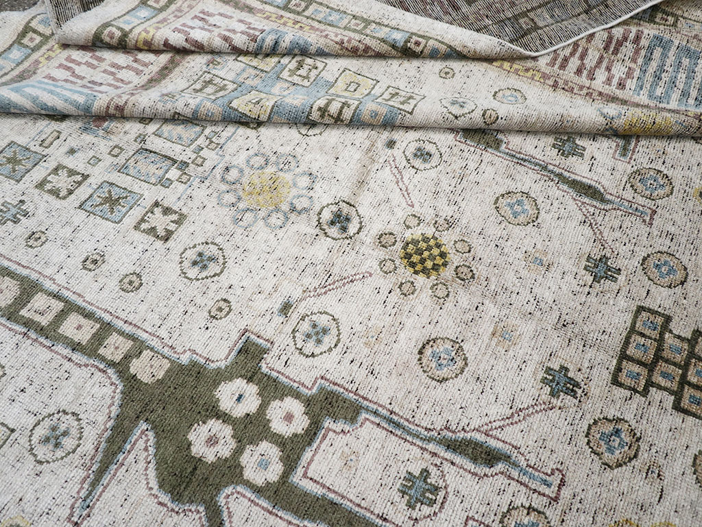 Modern East Turkestan Silk Khotan Room Size Carpet, No.32640 - Gsblank