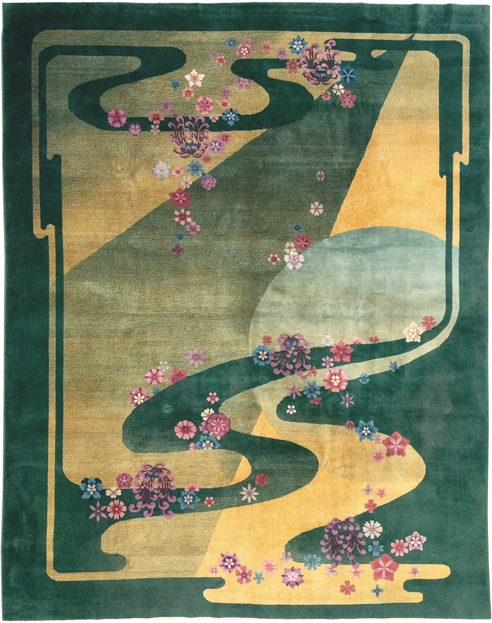 Antique Chinese Art Deco Room Size Carpet, No.32647 - Gsblank