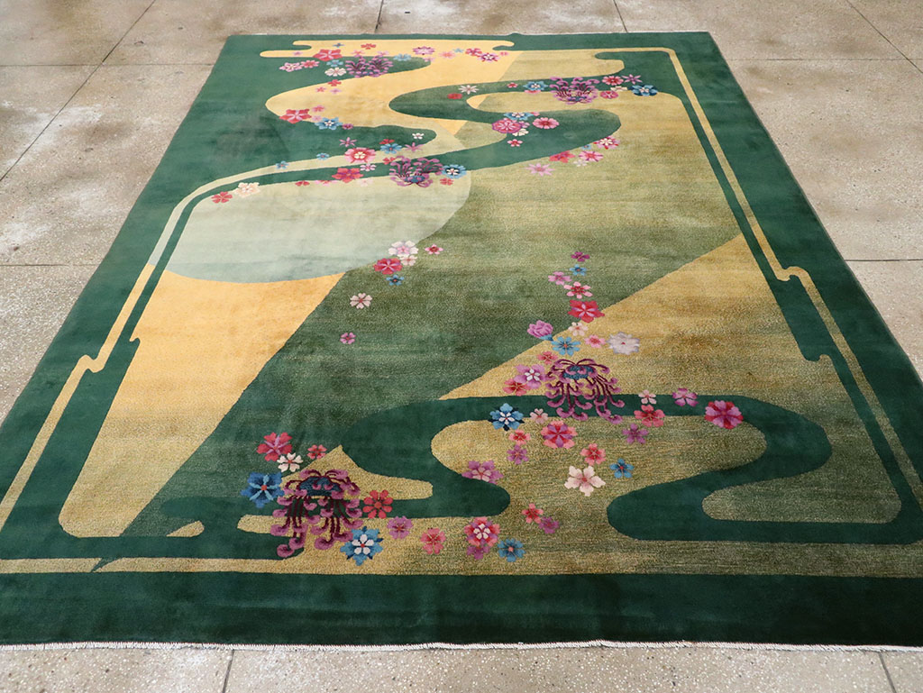 Antique Chinese Art Deco Room Size Carpet, No.32647 - Gsblank