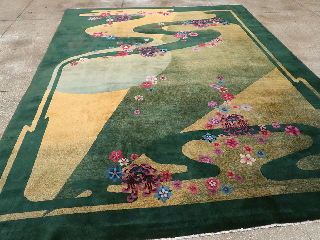 Antique Chinese Art Deco Room Size Carpet, No.32647 - Gsblank