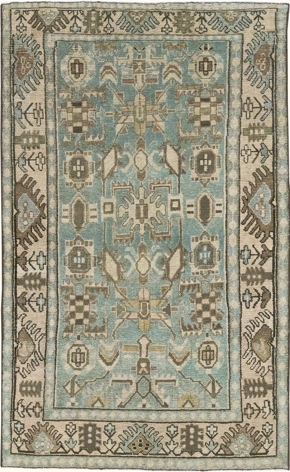 Vintage Persian Malayer Throw Rug, No.32789 - Gsblank