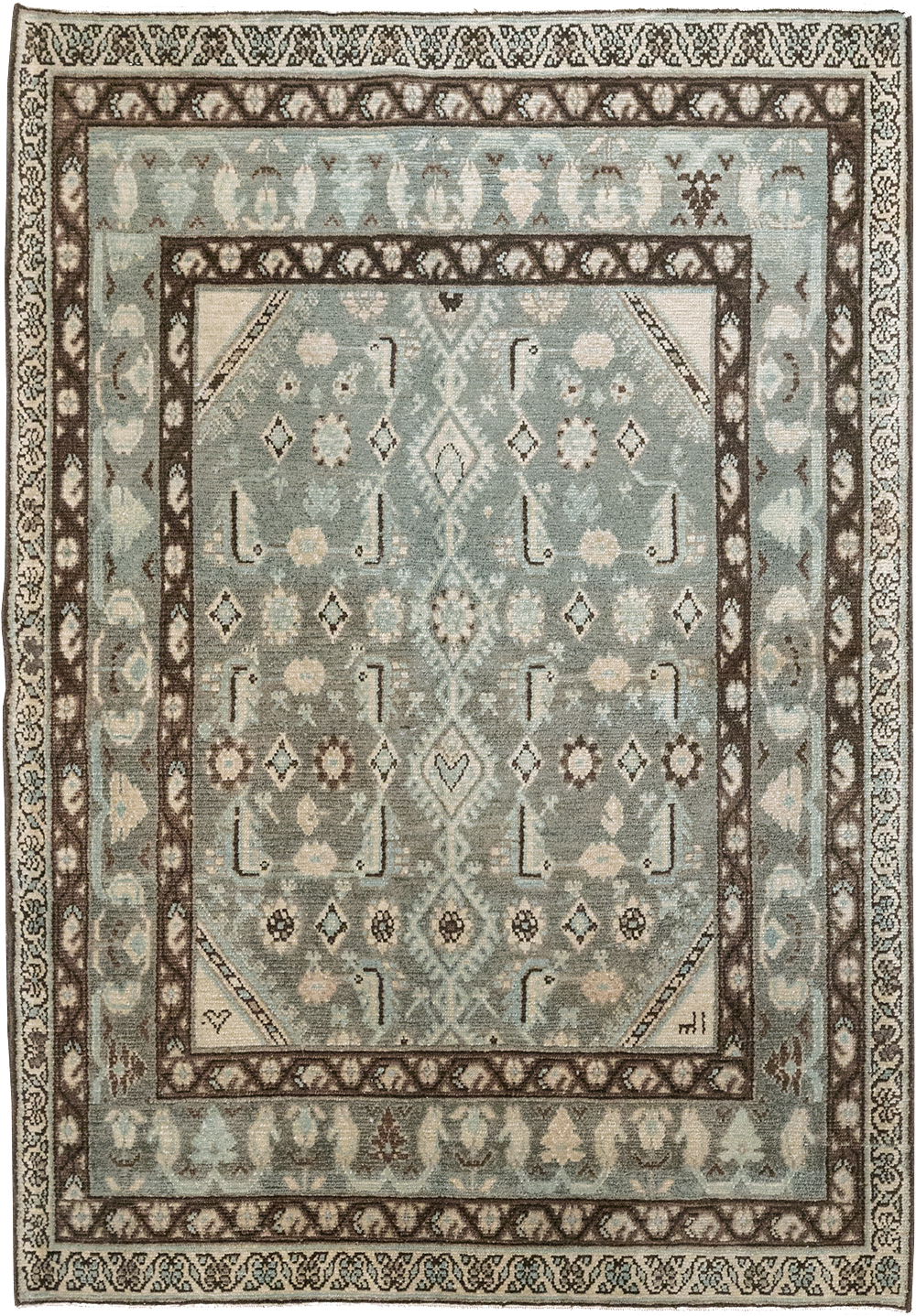 Vintage Persian Malayer Throw Rug, No.32794 - Gsblank