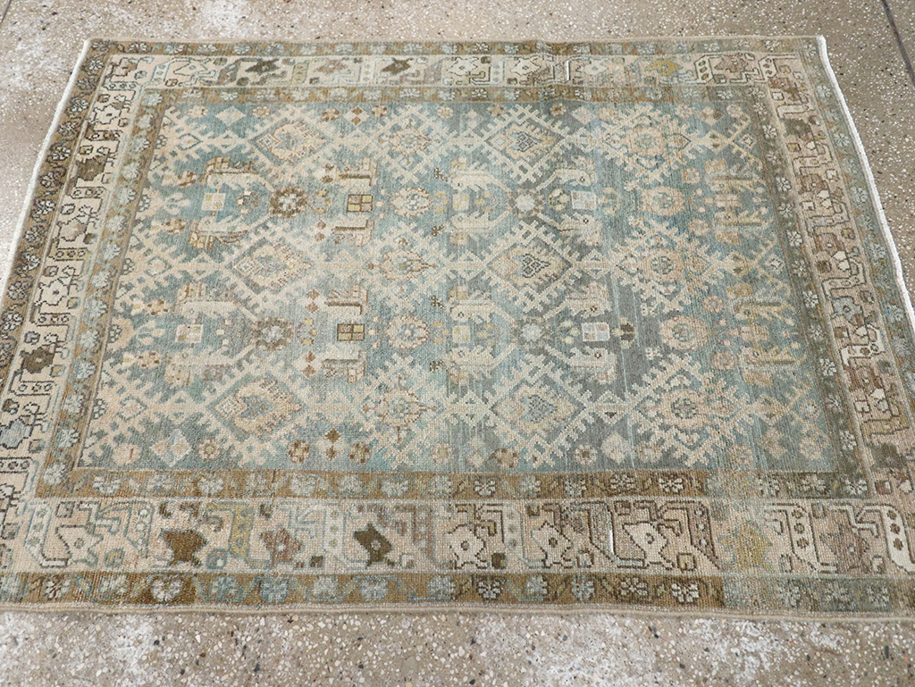 Vintage Persian Malayer Throw Rug, No.32806 - Gsblank