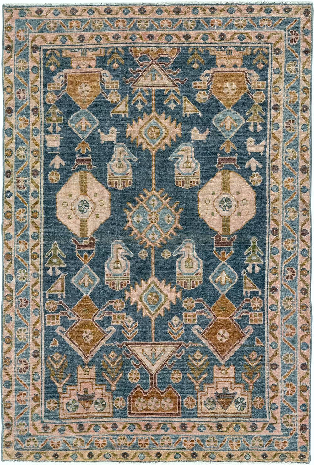 Vintage Persian Malayer Throw Rug, No.32901 - Gsblank