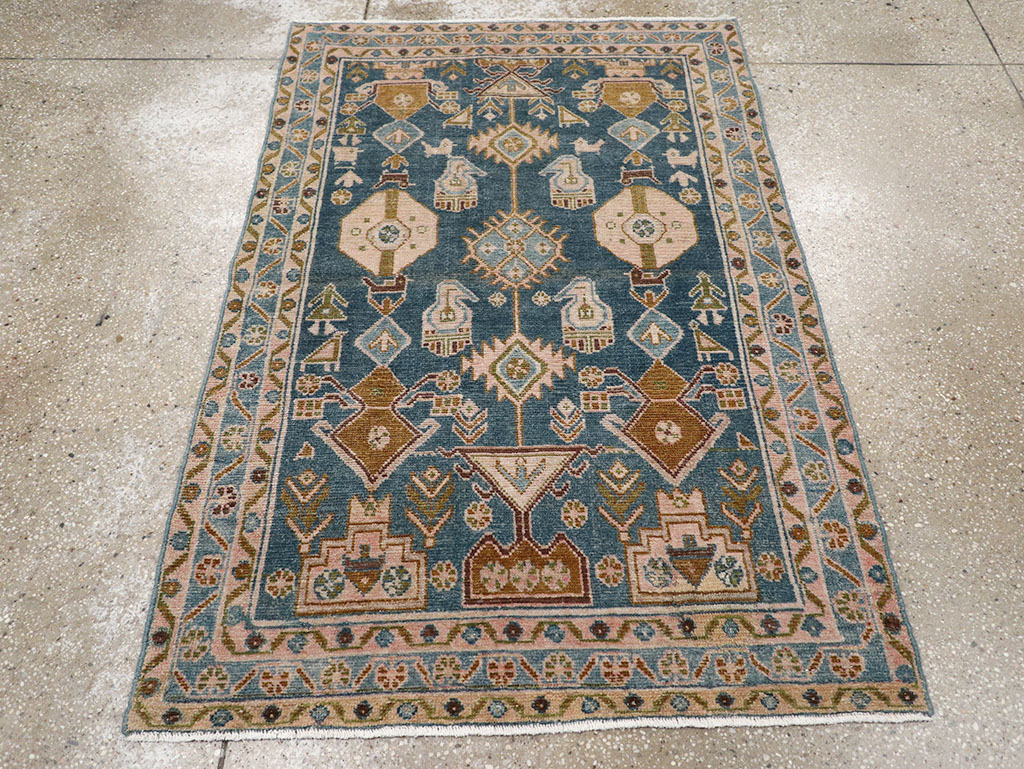 Vintage Persian Malayer Throw Rug, No.32901 - Gsblank