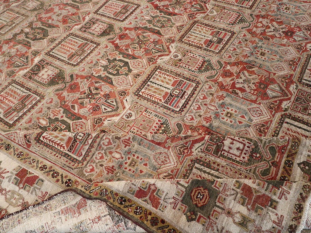 Antique Persian Bakhtiari Square Room Size Carpet, No.32924 - Gsblank