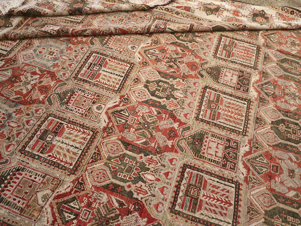 Antique Persian Bakhtiari Square Room Size Carpet, No.32924 - Gsblank