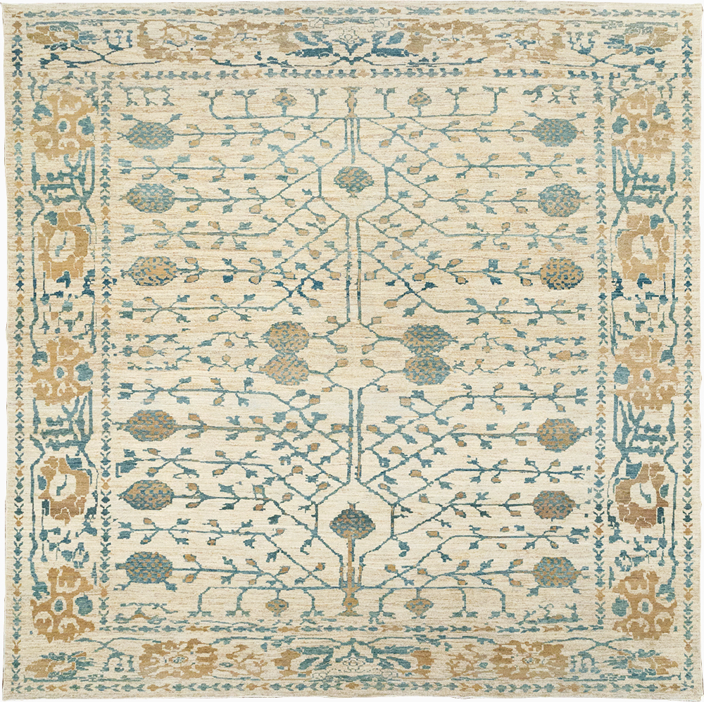 Khotan Inspired Persian Sultanabad Large Square Room Size Carpet, No.32930 - Gsblank