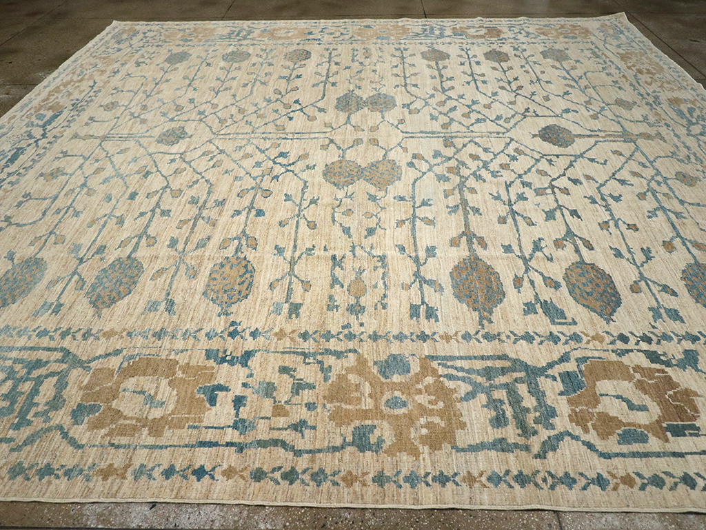 Khotan Inspired Persian Sultanabad Large Square Room Size Carpet, No.32930 - Gsblank