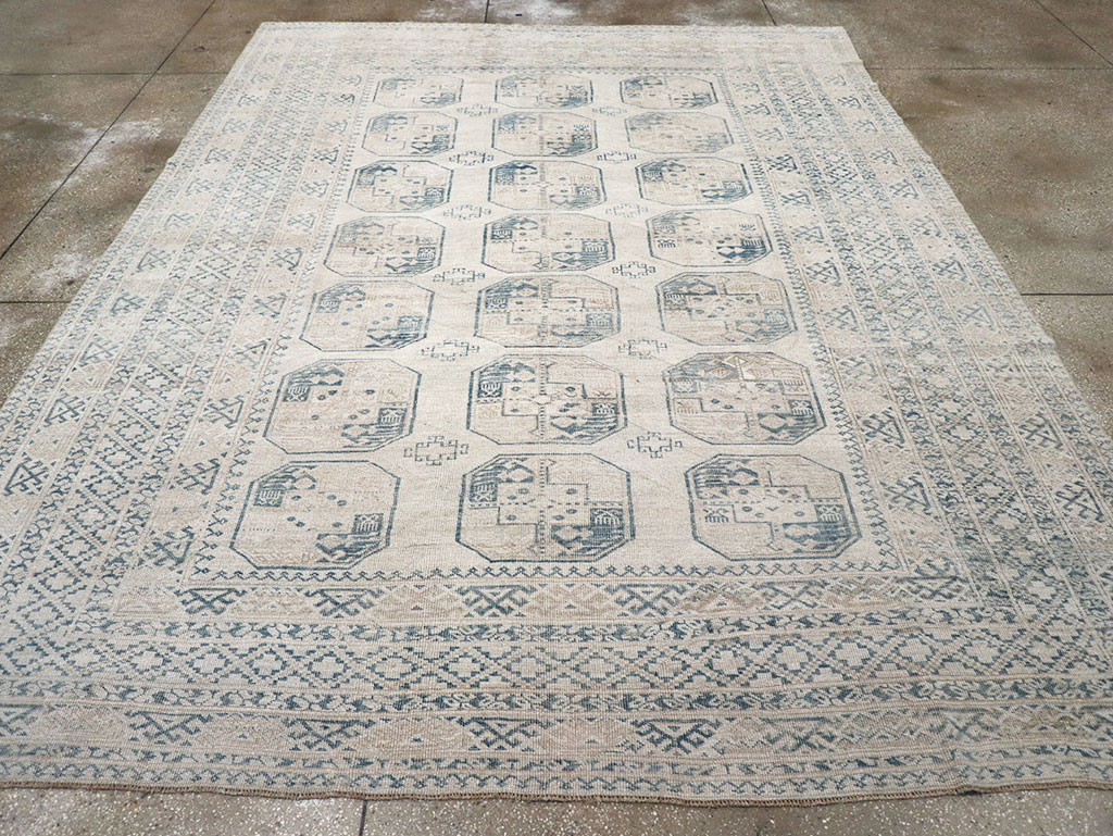 Vintage Central Asian Turkoman Room Size Carpet, No.32945 - Gsblank