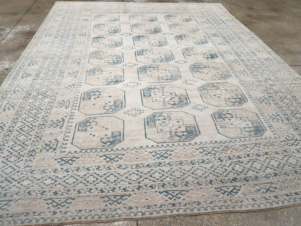 Vintage Central Asian Turkoman Room Size Carpet, No.32945 - Gsblank
