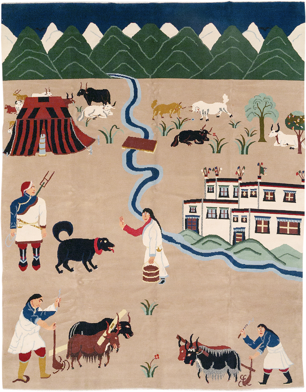 Modern Tibetan Pictorial Room Size Carpet, No.32957 - Gsblank