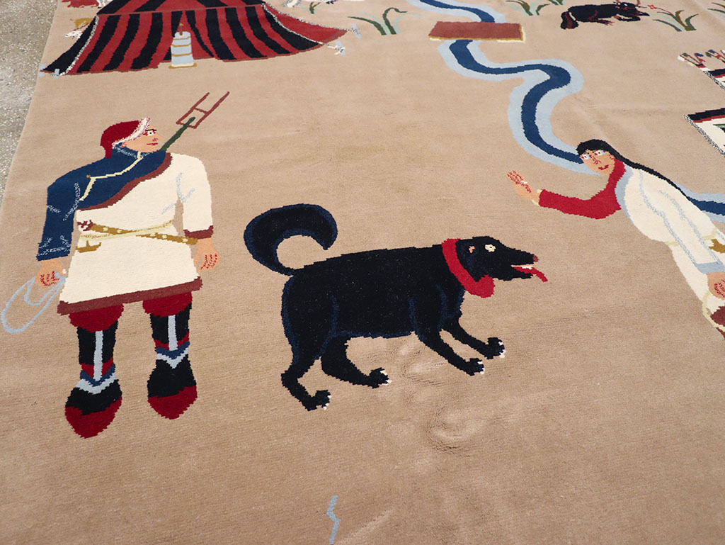 Modern Tibetan Pictorial Room Size Carpet, No.32957 - Gsblank
