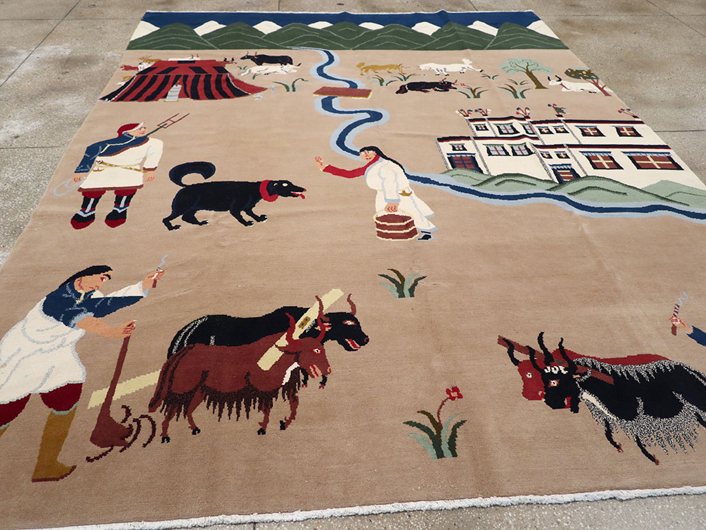Modern Tibetan Pictorial Room Size Carpet, No.32957 - Gsblank