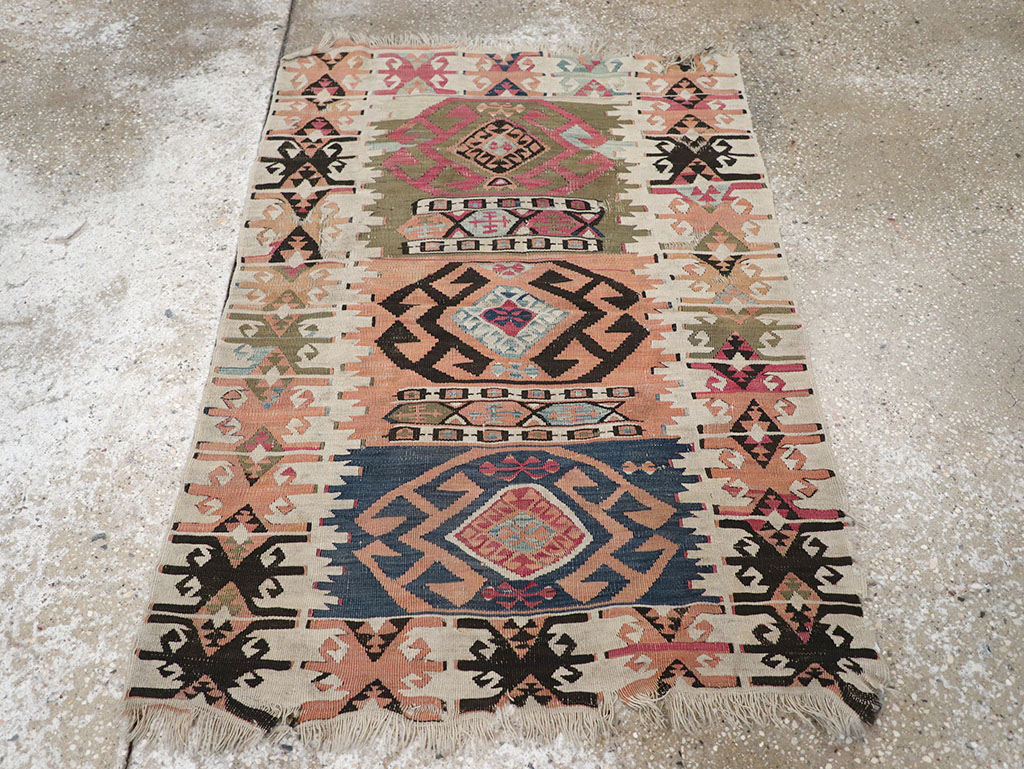 Vintage Turkish Flatweave Kilim Throw Rug, No.32961 - Gsblank