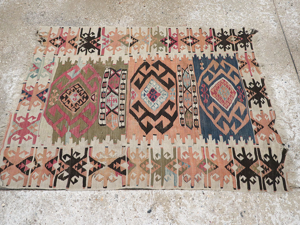 Vintage Turkish Flatweave Kilim Throw Rug, No.32961 - Gsblank