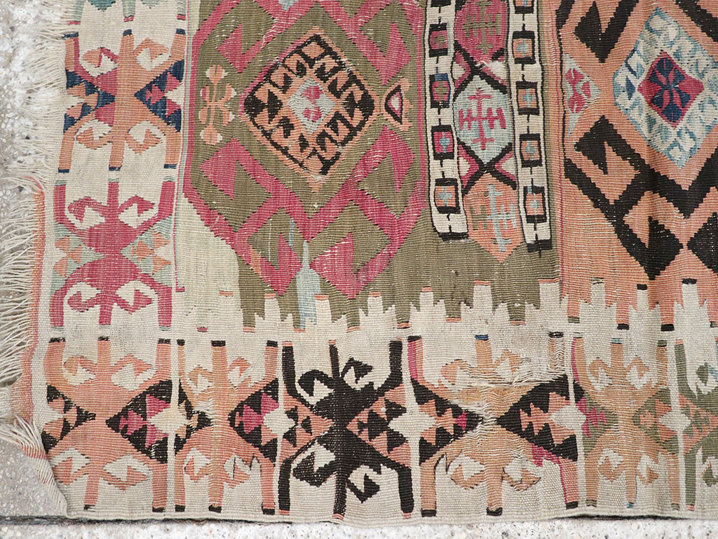 Vintage Turkish Flatweave Kilim Throw Rug, No.32961 - Gsblank