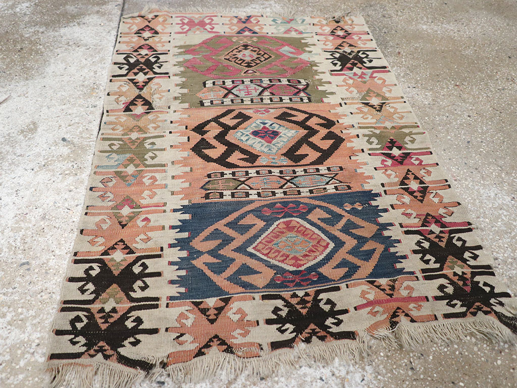 Vintage Turkish Flatweave Kilim Throw Rug, No.32961 - Gsblank