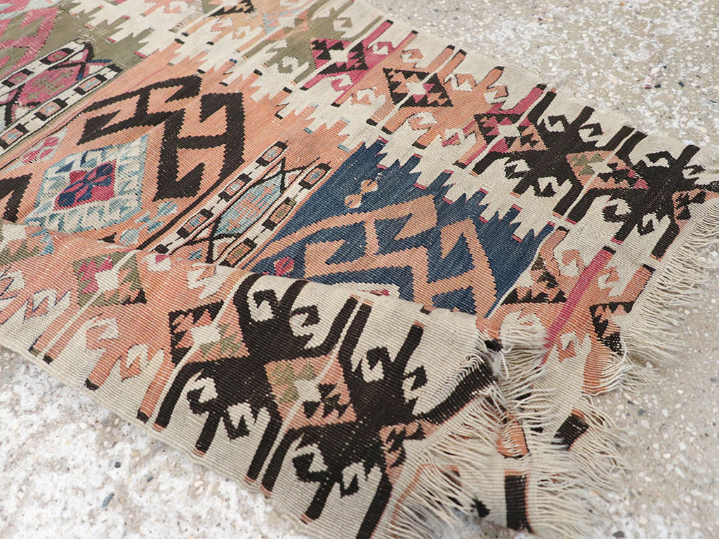 Vintage Turkish Flatweave Kilim Throw Rug, No.32961 - Gsblank