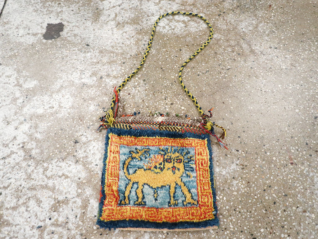 Vintage Persian Gabbeh Pictorial Bag, No.32967 - Gsblank
