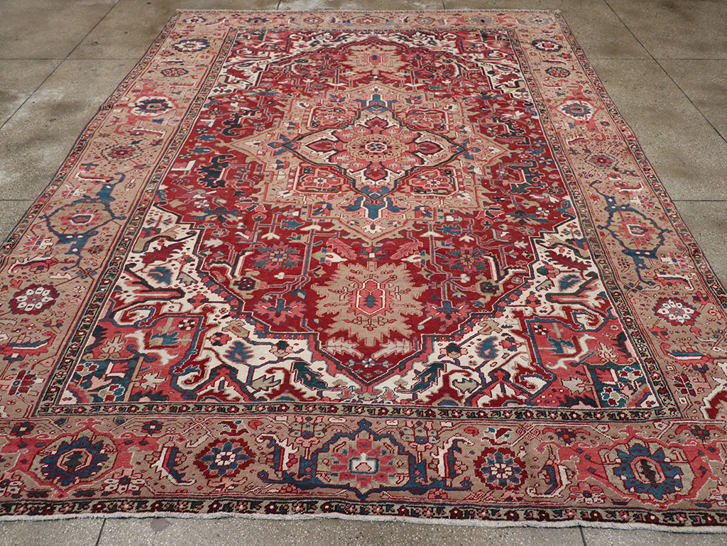 Antique Persian Heriz Room Size Carpet, No.33008 - Gsblank
