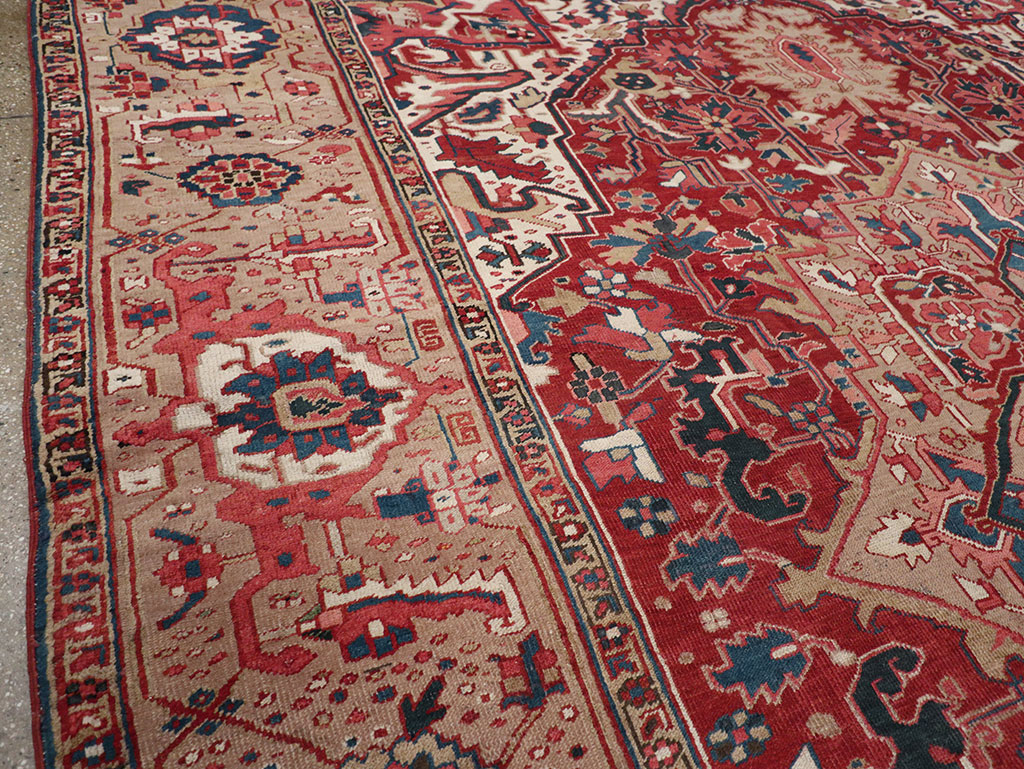 Antique Persian Heriz Room Size Carpet, No.33008 - Gsblank