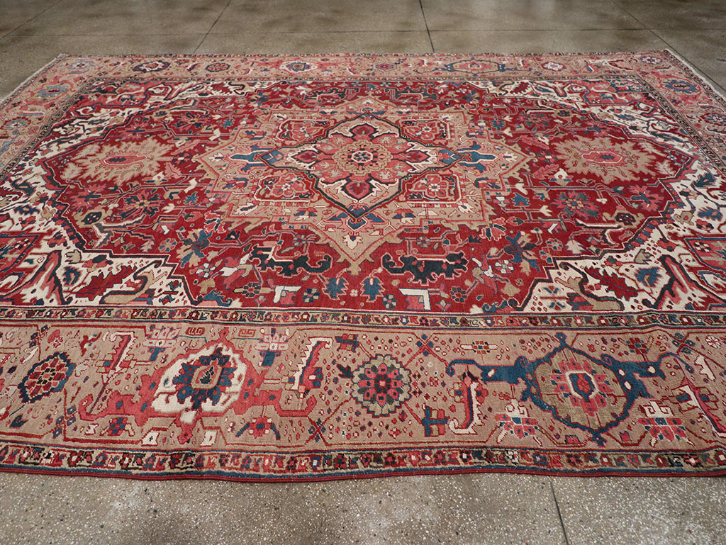 Antique Persian Heriz Room Size Carpet, No.33008 - Gsblank