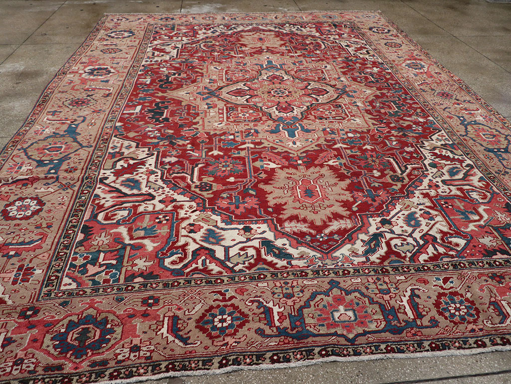 Antique Persian Heriz Room Size Carpet, No.33008 - Gsblank