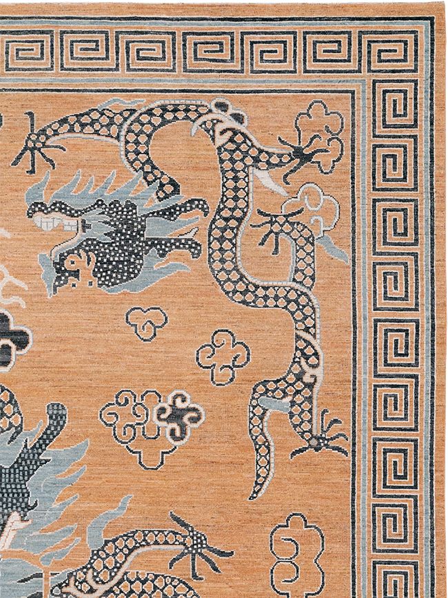 Modern East Turkestan Dragon Khotan Pictorial Room Size Carpet, No.33010 - Gsblank