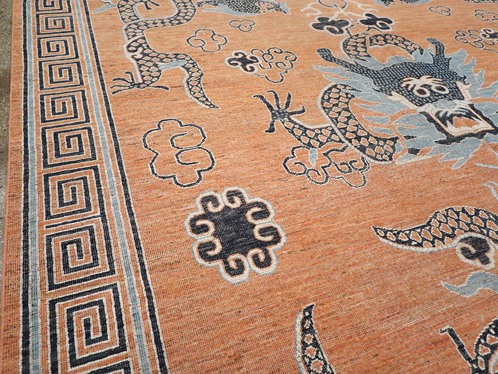Modern East Turkestan Dragon Khotan Pictorial Room Size Carpet, No.33010 - Gsblank