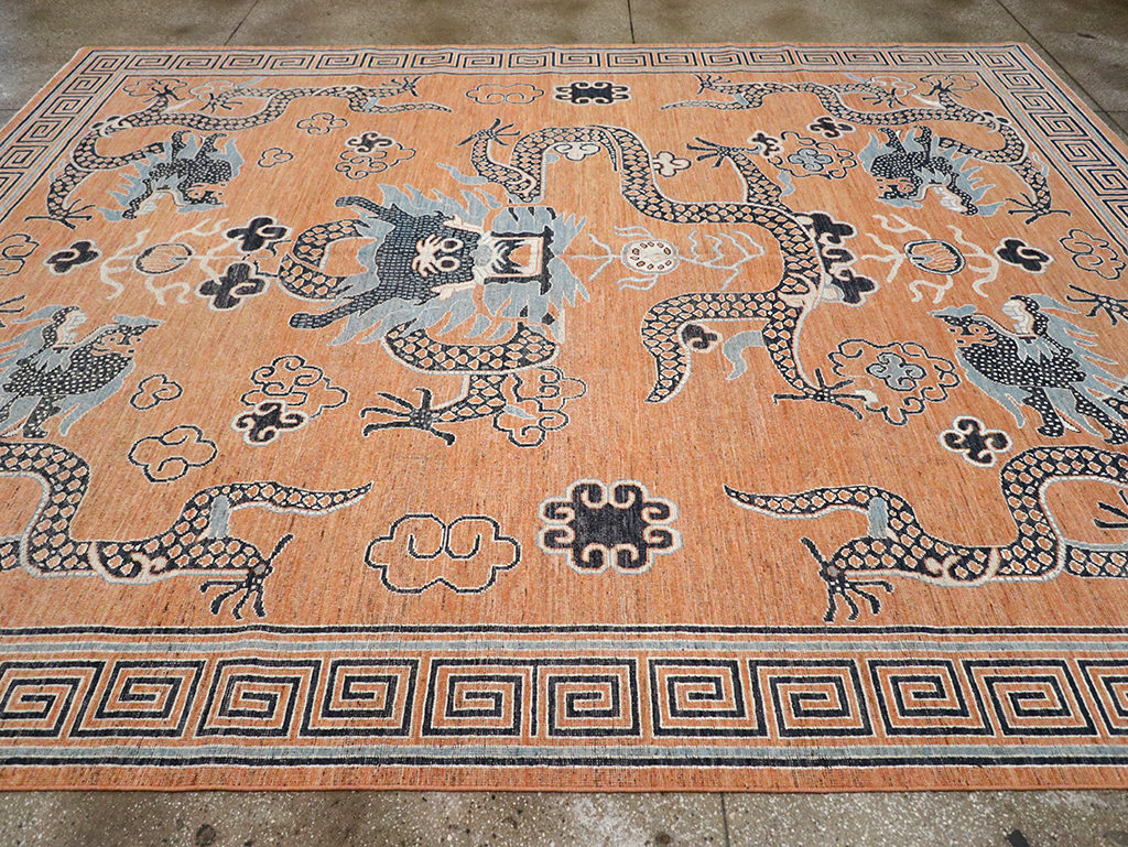 Modern East Turkestan Dragon Khotan Pictorial Room Size Carpet, No.33010 - Gsblank