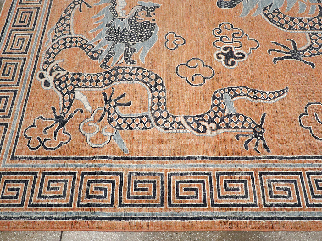 Modern East Turkestan Dragon Khotan Pictorial Room Size Carpet, No.33010 - Gsblank