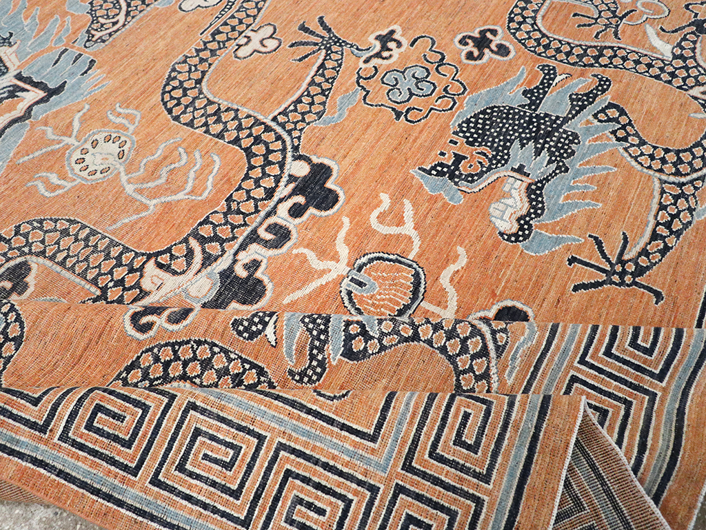 Modern East Turkestan Dragon Khotan Pictorial Room Size Carpet, No.33010 - Gsblank