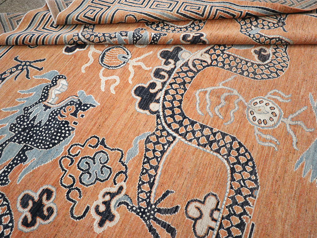 Modern East Turkestan Dragon Khotan Pictorial Room Size Carpet, No.33010 - Gsblank