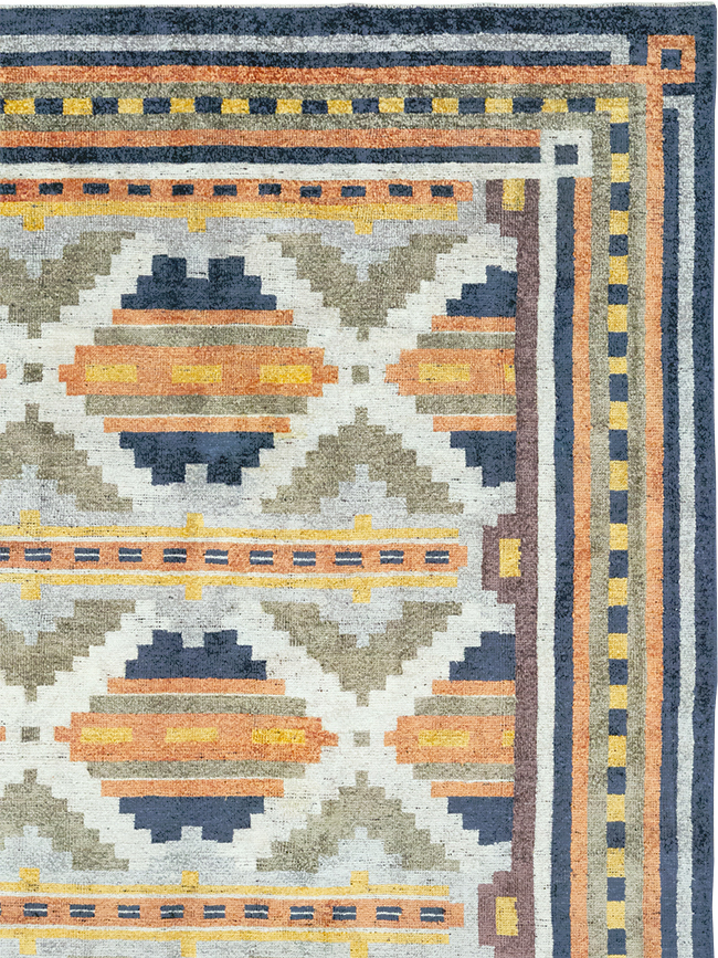 Modern East Turkestan Silk Khotan Room Size Carpet, No.33013 - Gsblank