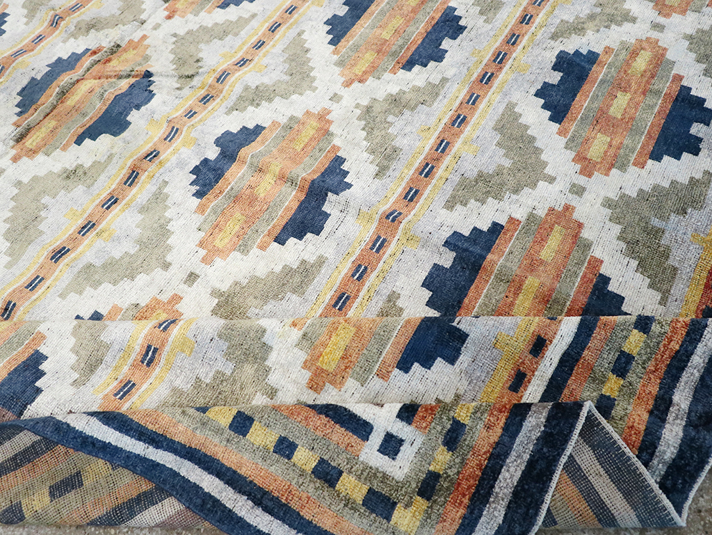 Modern East Turkestan Silk Khotan Room Size Carpet, No.33013 - Gsblank